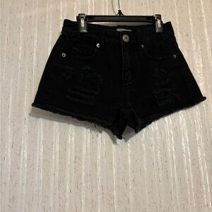 Mudd Black Jean Shorts with Distressed Look
